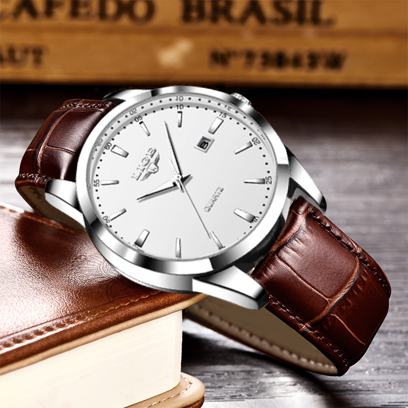 LIGE Man Watch Fashion Leather - đánh giá và giá Leather Watch Band Men