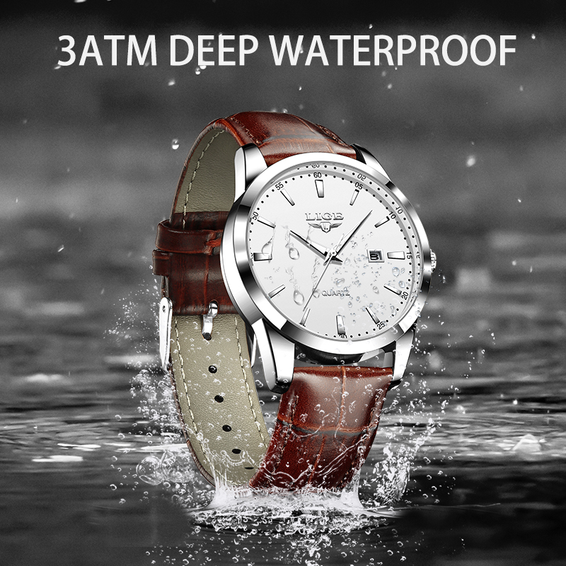 LIGE Man Watch Fashion Leather - đánh giá và giá Leather Watch Band Men