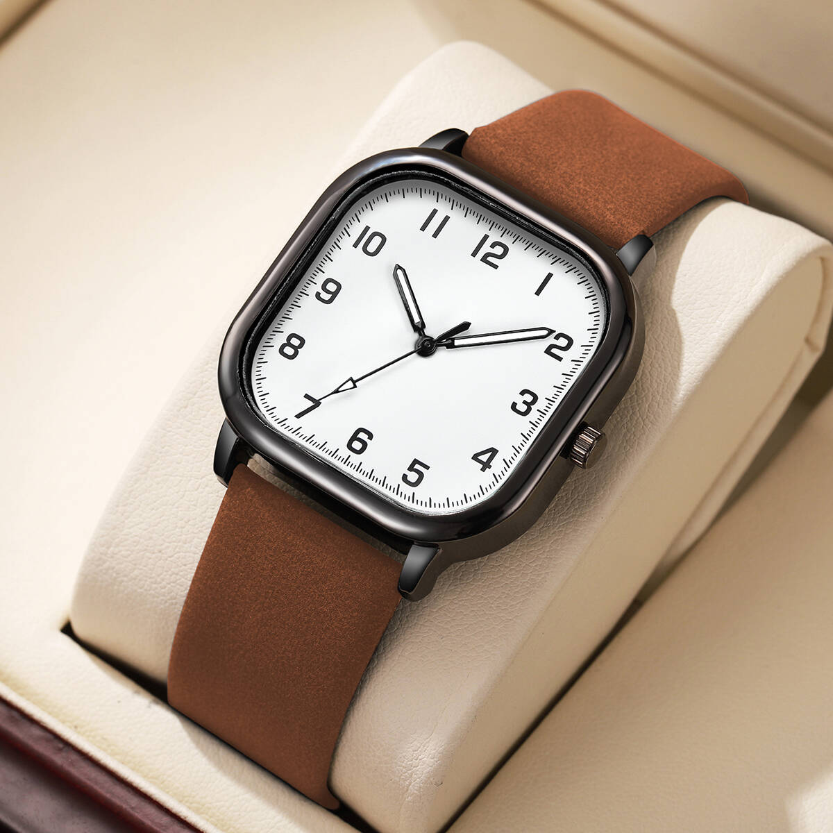 Fashion Square Men Watches Sim - đánh giá và giá Leather Watch Band Men