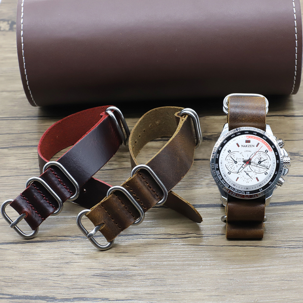 Genuine Leather Watch Band 18m - đánh giá và giá Nato Strap Nylon