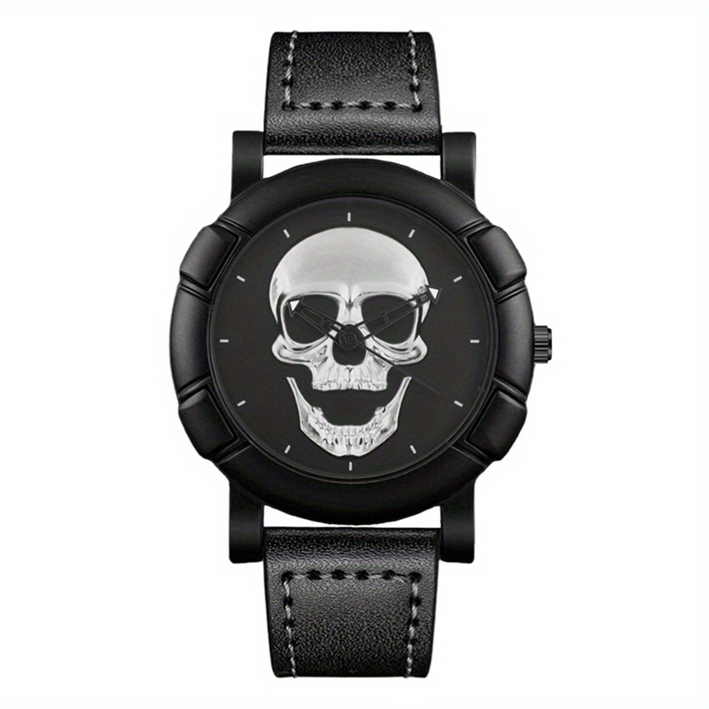 Skull Pattern Multi Display Po - đánh giá và giá Leather Watch Band Men
