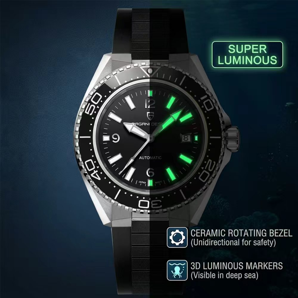 Pagani Design Luxury Men's Aut - đánh giá và giá Rubber Strap Diver