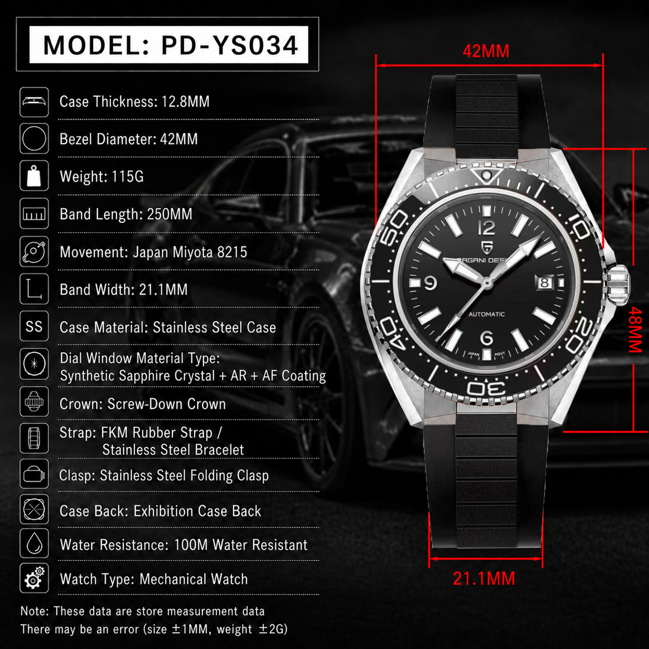 Pagani Design Luxury Men's Aut - đánh giá và giá Rubber Strap Diver